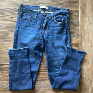 Flying Monkey | Skinny Raw Hem Ankle Dark Jean 29